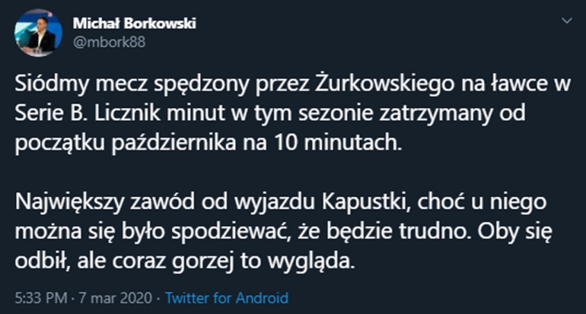 FATALNA sytuacja Żurkowskiego w Serie B...